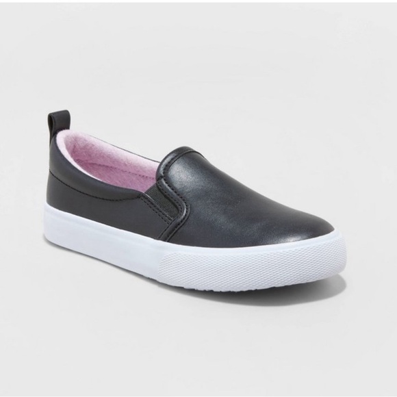 NEW- Girls Hailey Slip-On Sneakers - Cat & Jack - Size 1 Color Black/purple - Picture 6 of 8